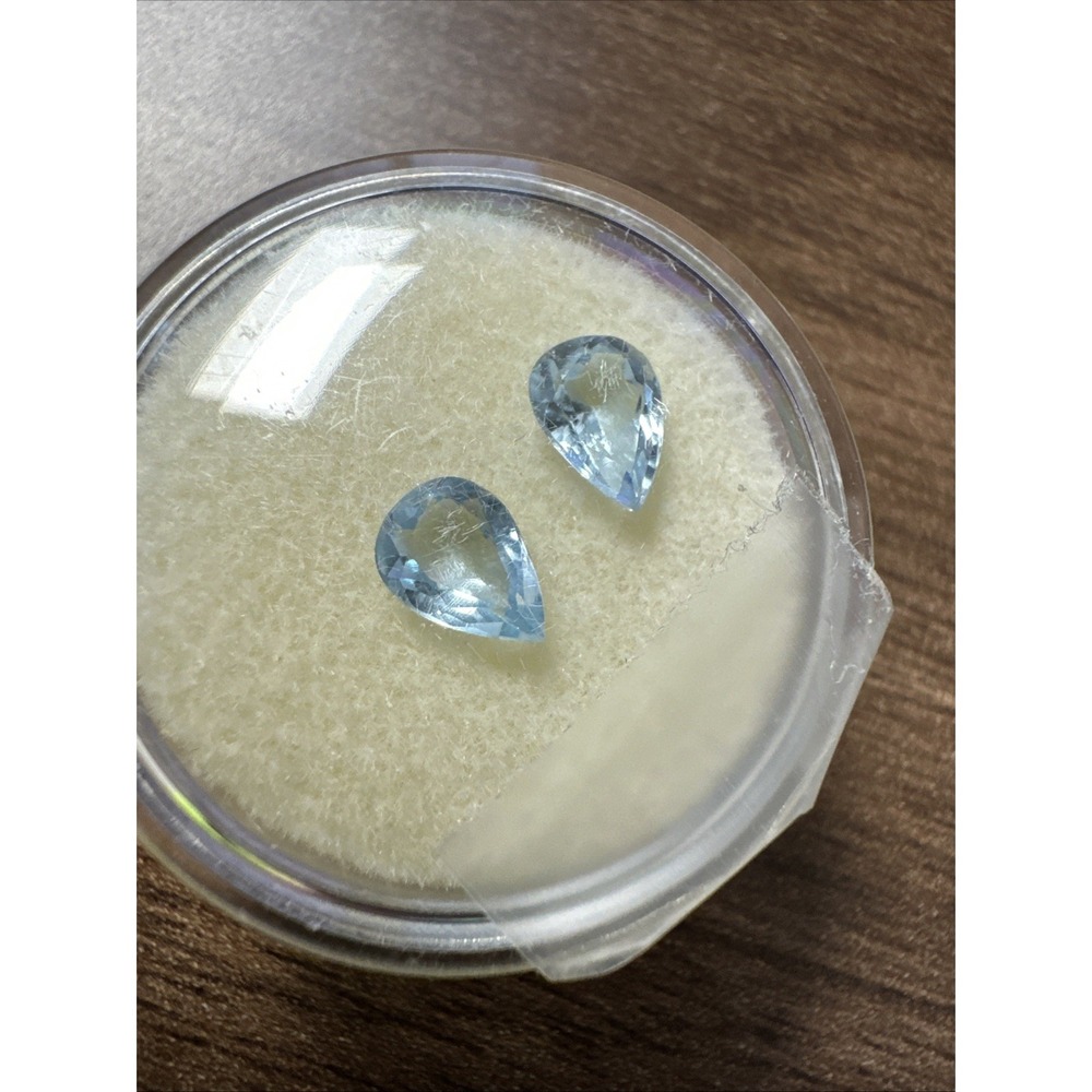 Natural Light Blue Aquamarine Pear Cut Loose Gemstones 1.94ct Pair T9036 B29